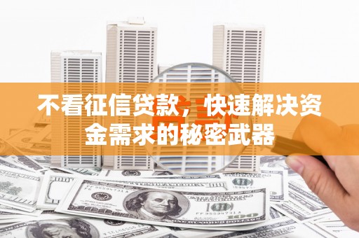 路桥不看征信贷款，快速解决资金需求的秘密武器